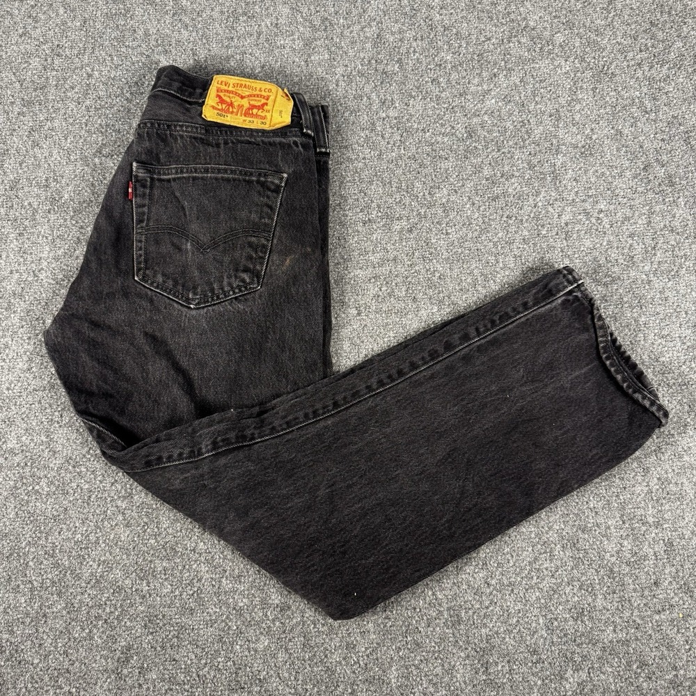 Levi's 501 Original Fit Jeans Men's 33x30 Black Faded Distressed Button Fly